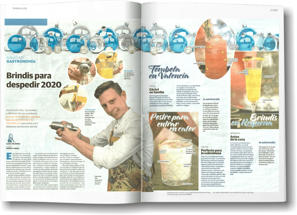 Nota de prensa en Las Provincias - Brindis para despedir el 2020